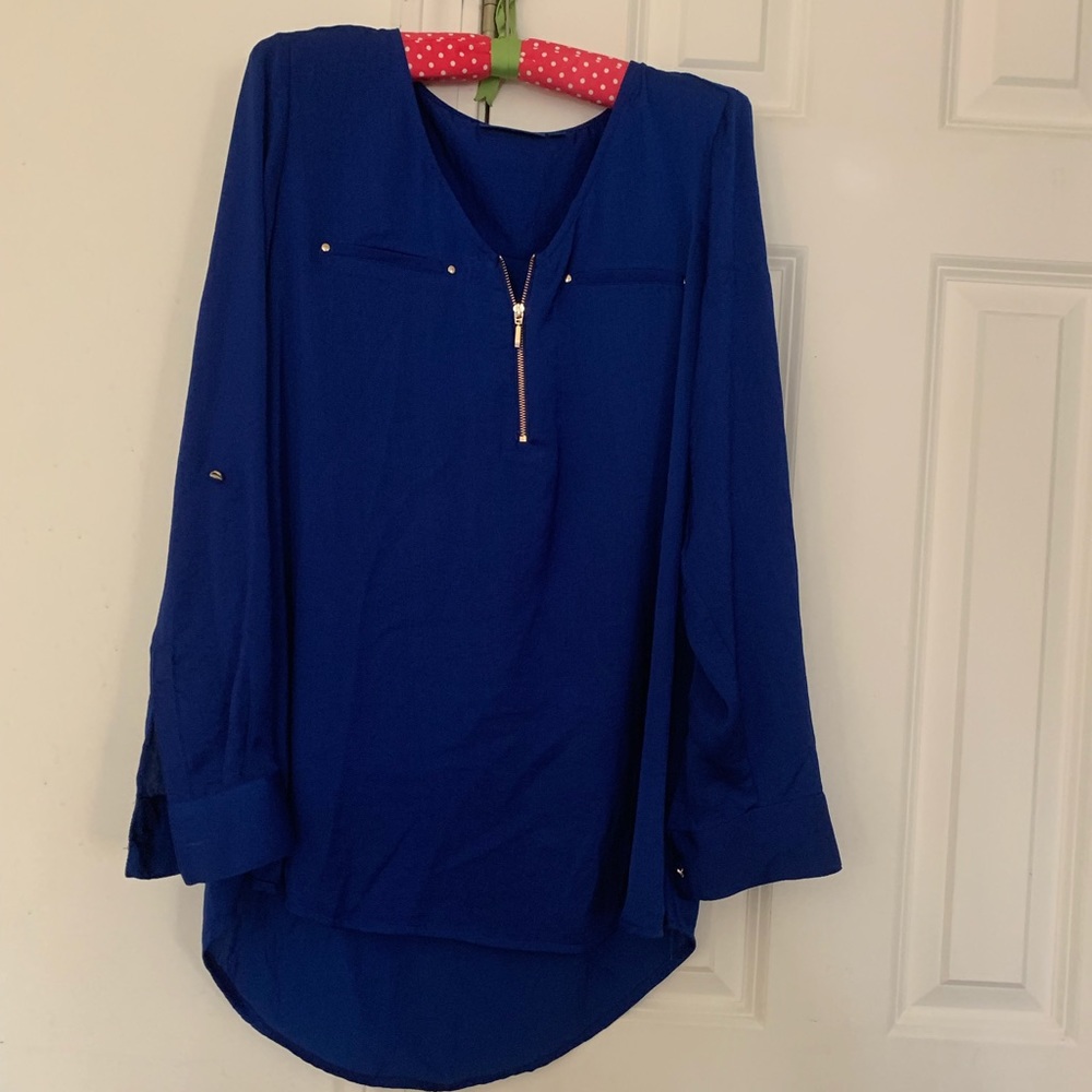 Navy blue silk like blouse